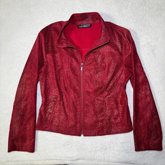 Vintage 90s Red Animal Print Sports Jacket, Unisex Punk Glam Style - Picture 1 of 8